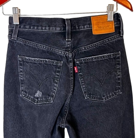 Levi's Women's Ribcage Straight Ankle Destructed Black Jeans - Picture 8 of 15